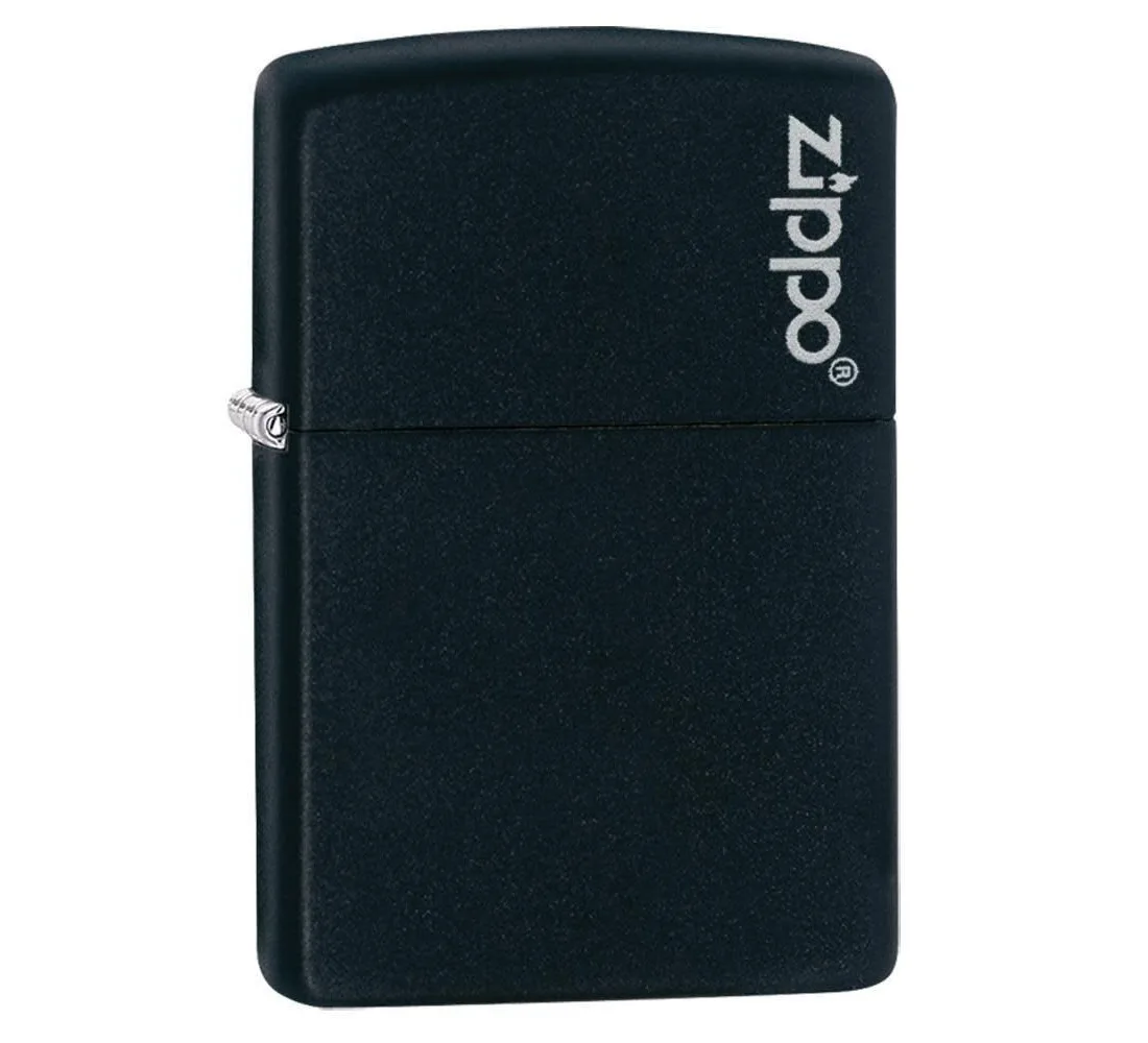 218ZL Zippo Windproof Lighter Black Matte W/ Logo