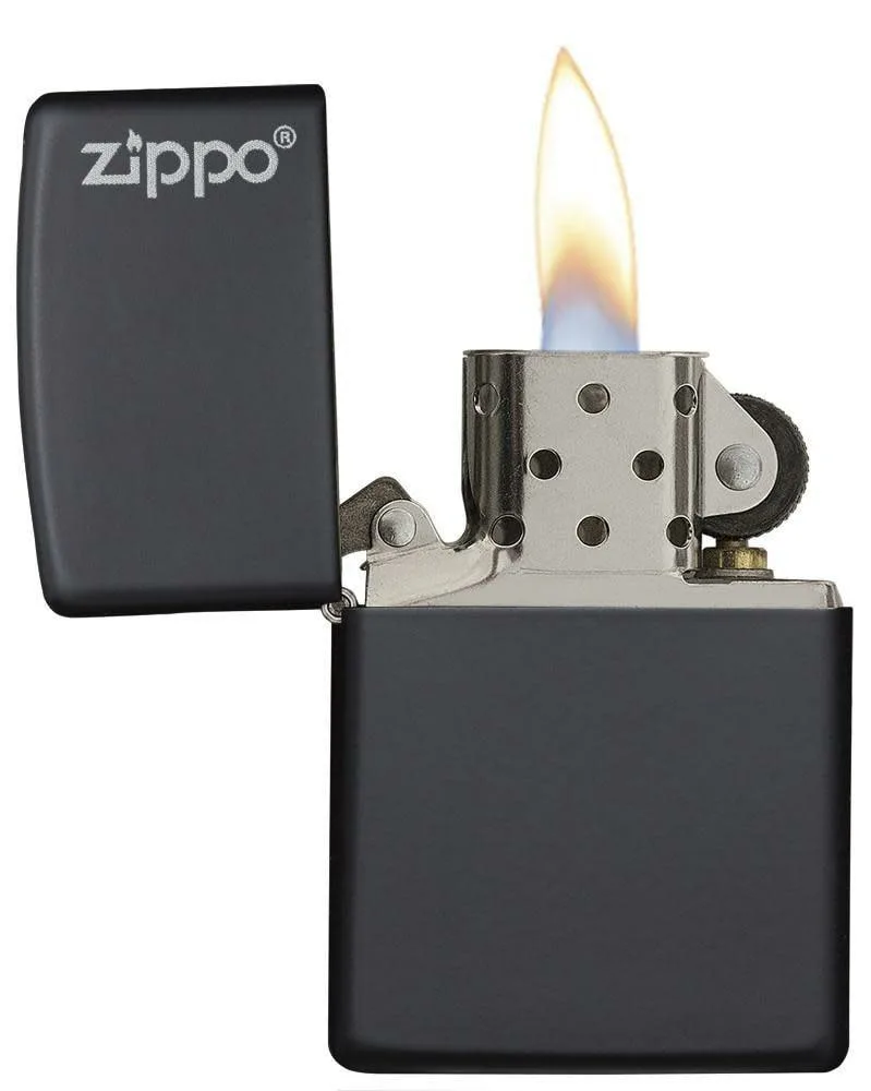 218ZL Zippo Windproof Lighter Black Matte W/ Logo - Image 2