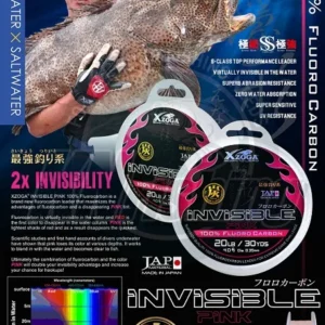 Xzoga 100% Fluorocarbon INVISIBLE PINK 10lb 0.25mm 30m