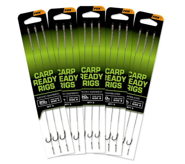 CCR192 Fox Carp Ready Rigs x 3 - Wide Gape size 4 (25lb)